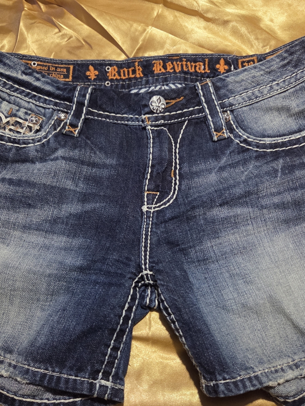 Rock Revival Women's Blue Washed Slim Jeans with Contrast Stitching